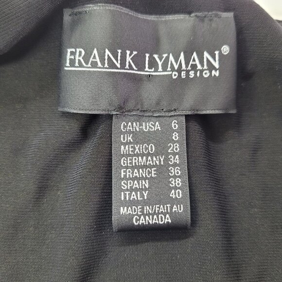 Frank Lyman Design Top Womens 6 Black Tunic Dolman Slit Sleeve Contrast Cuff - Picture 5 of 8